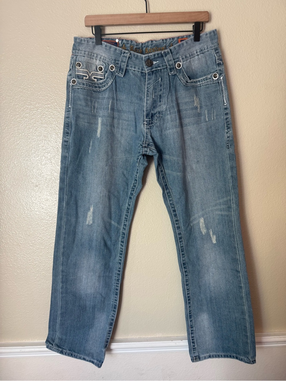 Rock Revival Men's Light Blue Straight Jeans
